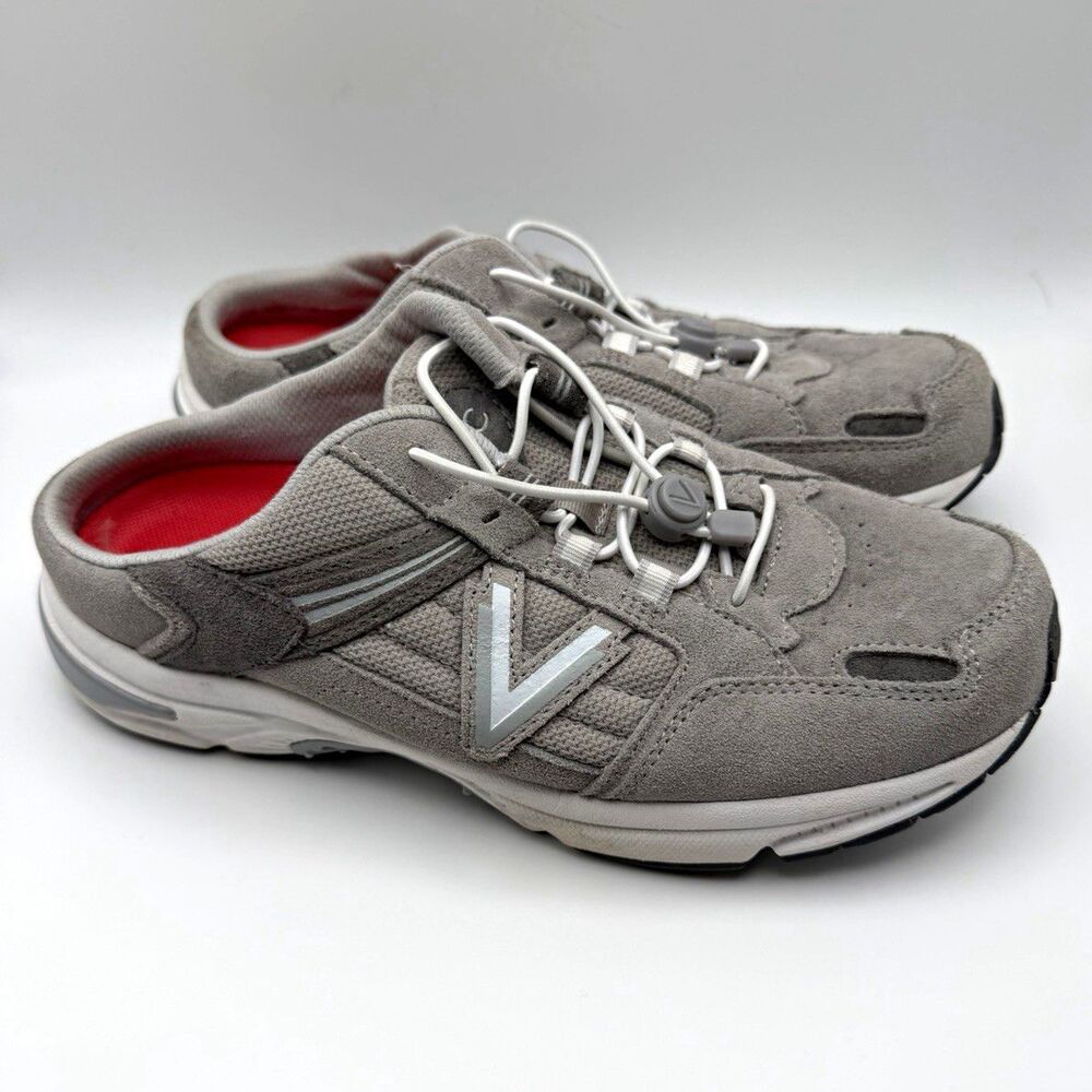 Vionic 23Walk Mule Sneaker Gray Suede Slip On Women's Size 8 Wide APMA Support